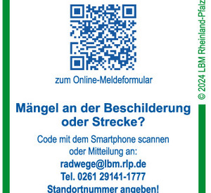 QR-Code zur Meldung von Mängeln an Radwegen