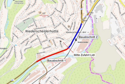 Karte mit eingezeichneten Bauabschnitten